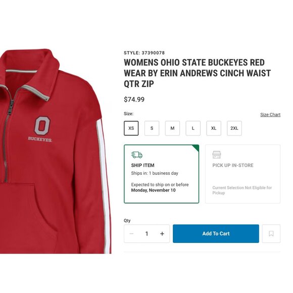NEW WEAR by Erin Andrews OSU Buckeyes Womens XL Cinch Waist 1/4 Zip MSRP $75 - Picture 5 of 5